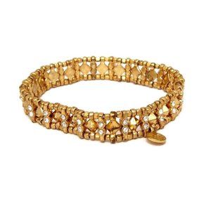 Stella & Dot Bracelet Brushed Gold Tone w/Clear Rhinestones Vintage Designer
